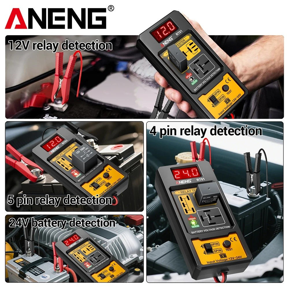 Automotive Car Relay Tester Digital Display Voltage Battery 4 5pin Relay 12/24V