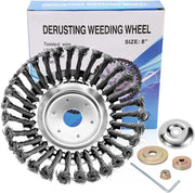 8" Weed Brush Steel Wire Trimmer Wheel Garden LawnMower Head Tool Grass Cutter