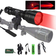 Tactical Red Flashlight Hunting Torch Light Camping Lamp Scope Gun Mount