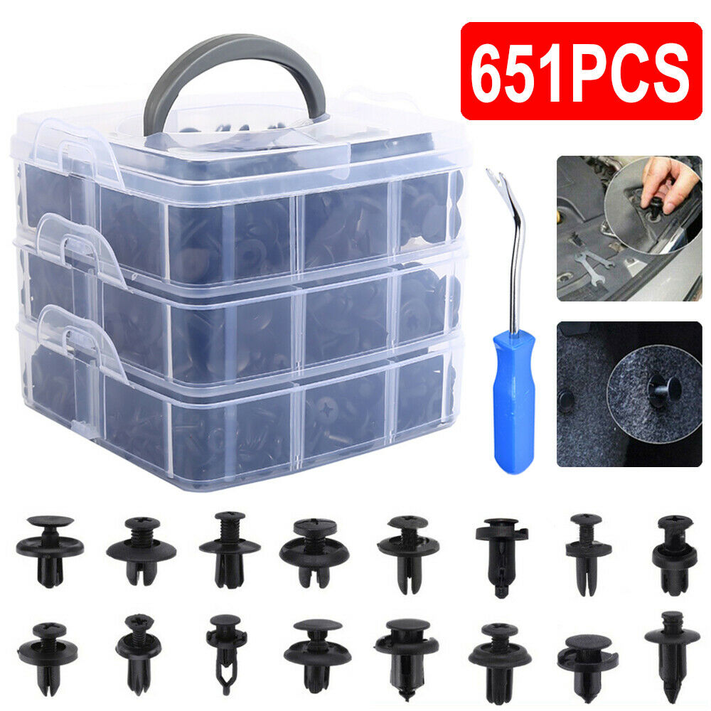 651PCS Car Body Trim Clips Retainer Bumper Auto Panel Push Plastic Fastener Kit