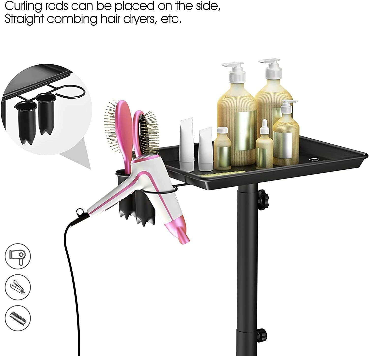 Hair Salon Trolley Hair Extension Rolling Stand Aluminum