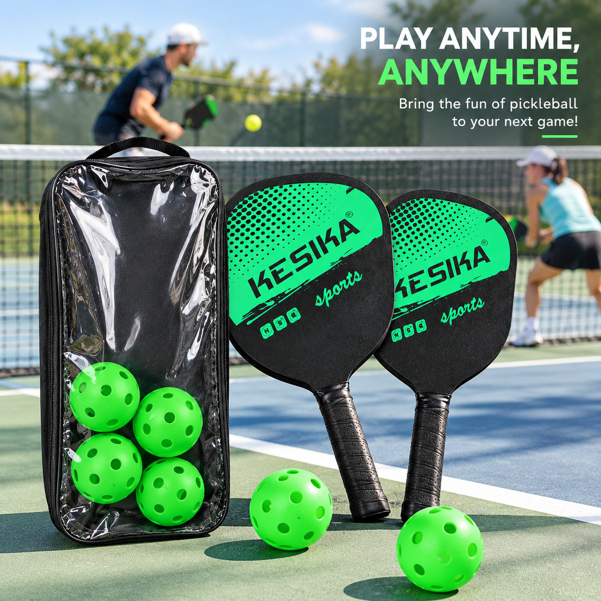 Pickleball Paddle Set 2pcs Paddles 4 Balls and Carry Bag