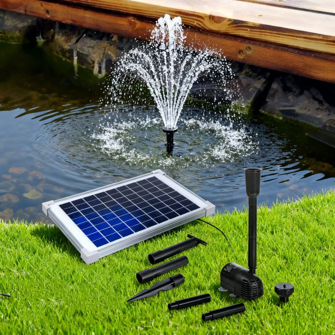 10W Solar Powered Fountain Submersible Water Pump Kit Garden Pond Panel