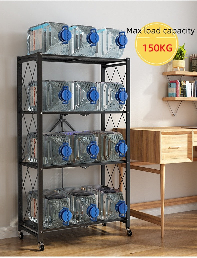 4 Tier Storage Shelf Wheel Rack Foldable Kitchen Organizer