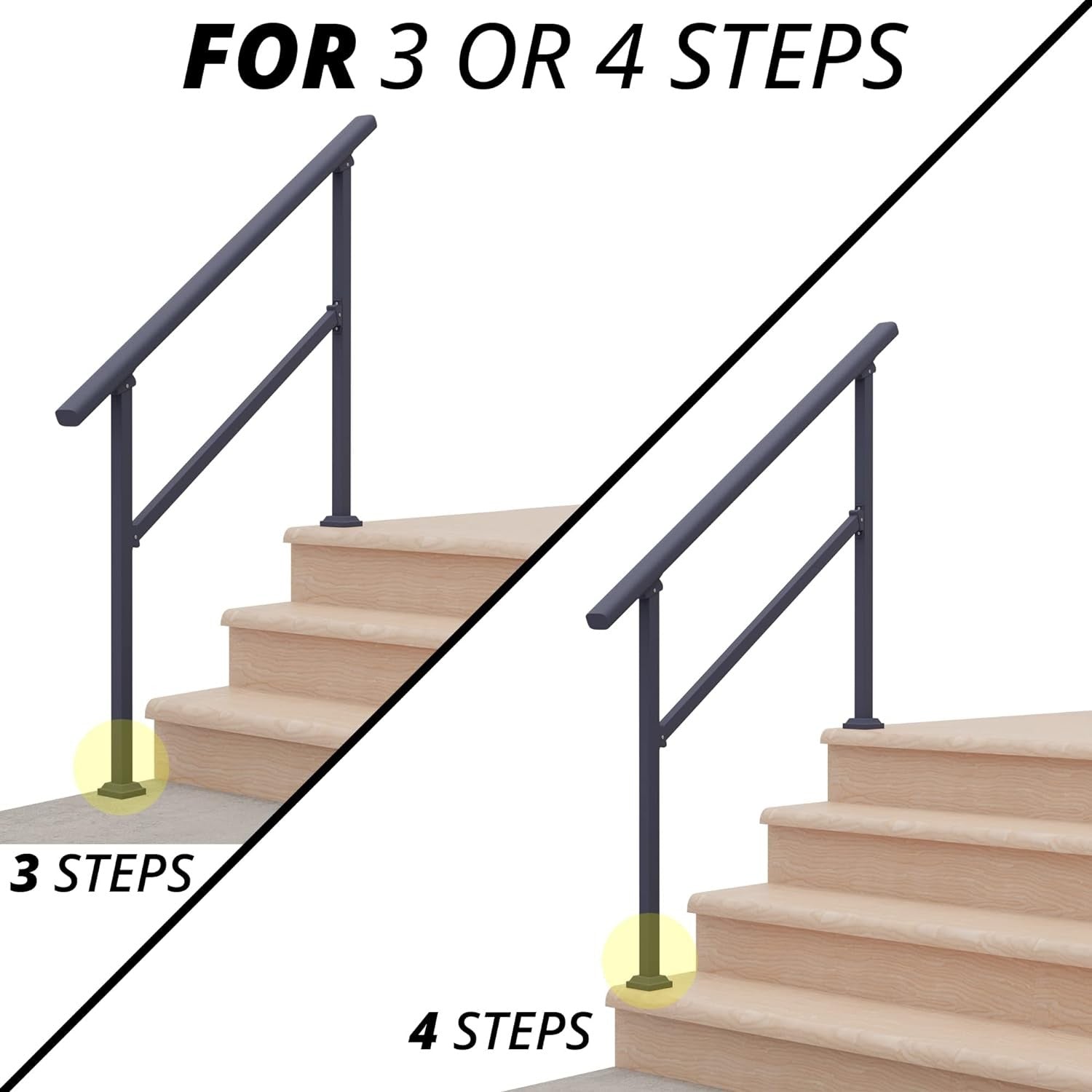 4 Step Handrail Indoor Stair Railing Kit