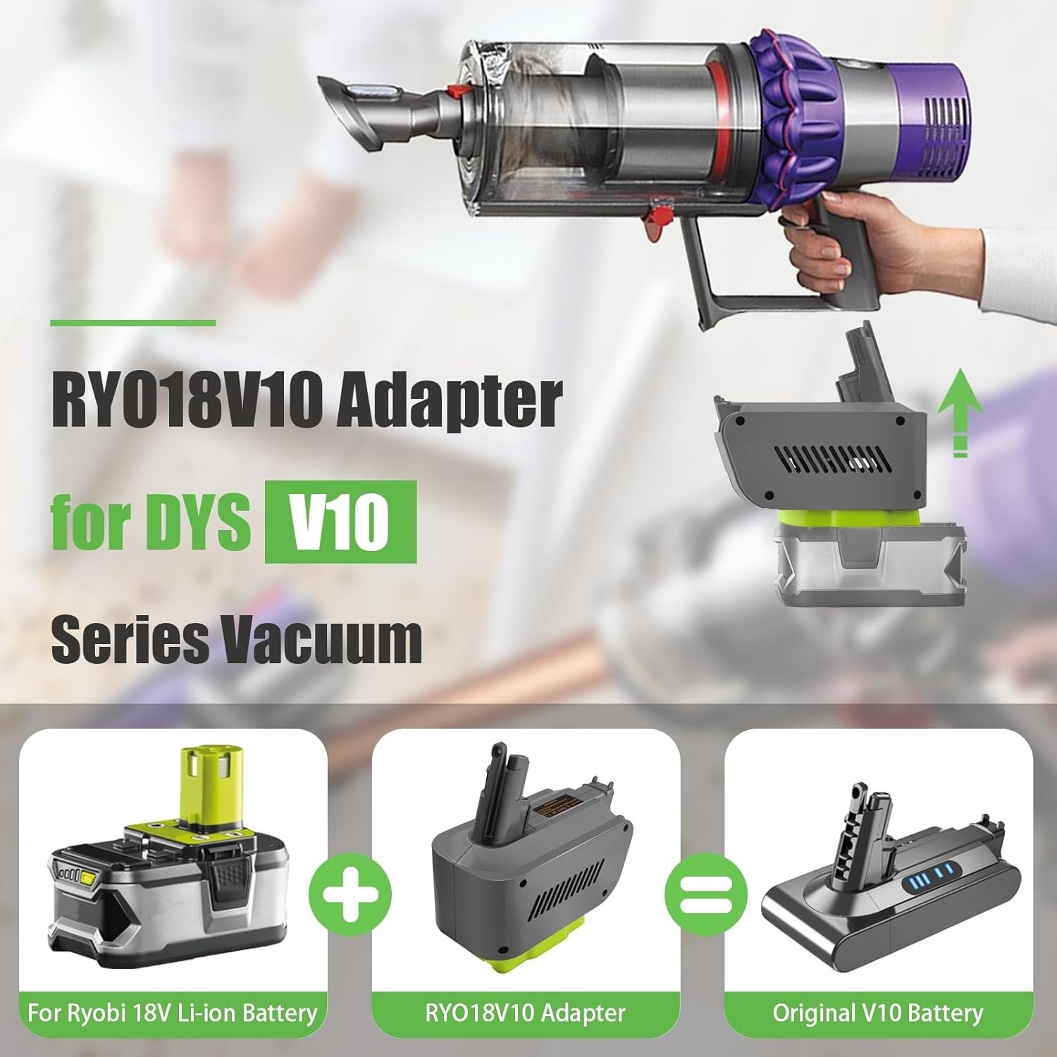 For Ryobi 18V Battery to Dyson V10 Animal Absolute Battery Adapter Converter