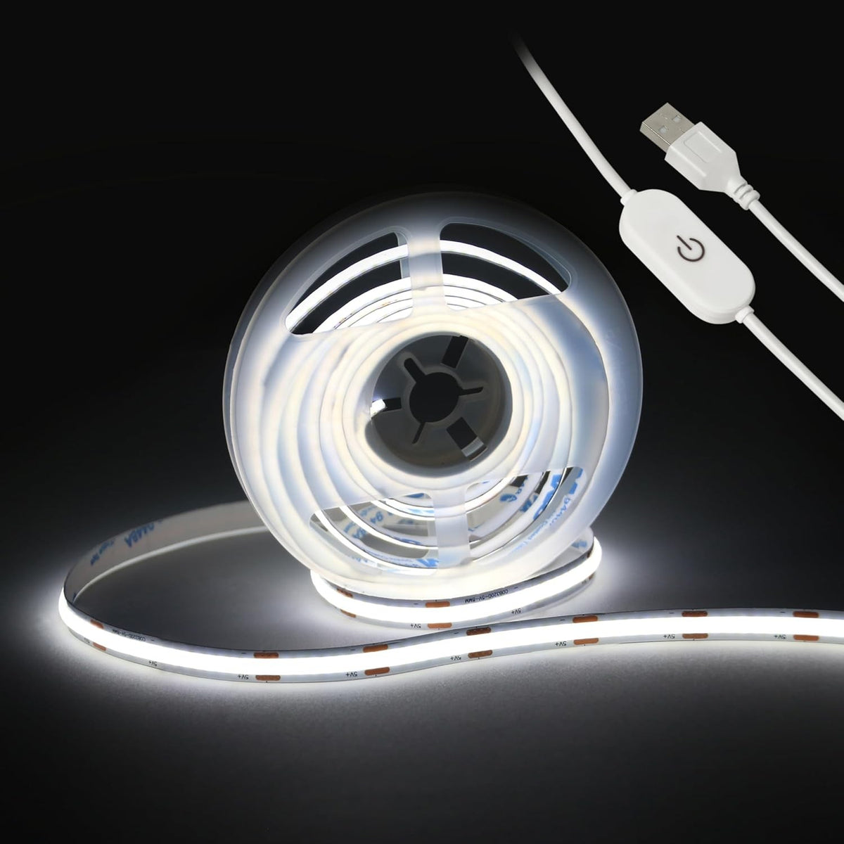 1/2M Dimmable Warm White/ Cool White/ Natural White USB COB LED Strip Lights 5V Touch Switch TV Backlight Flexible Strip