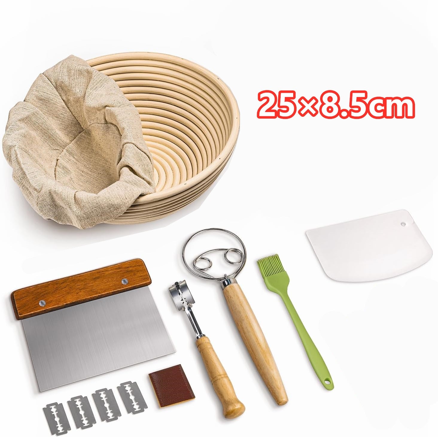 10 Inch Round Bread Banneton Proofing Basket Set