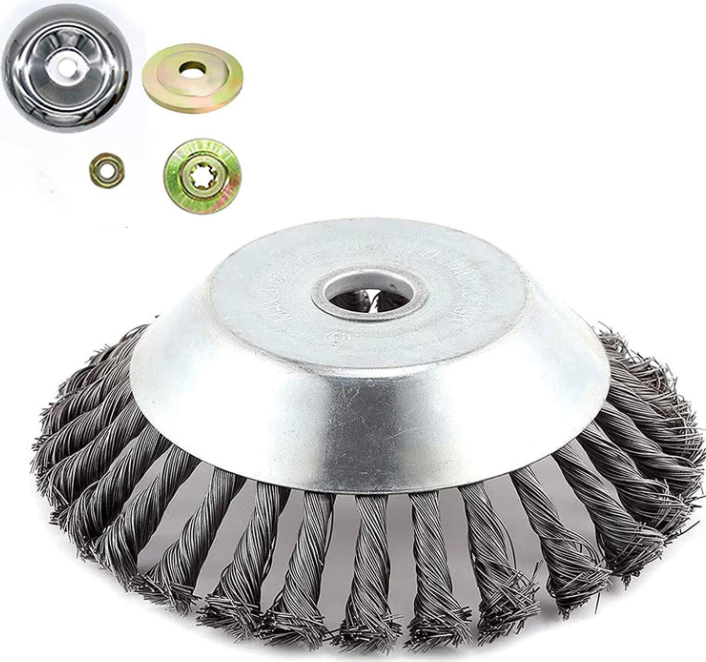 8" Weed Brush Steel Wire Trimmer Wheel Garden LawnMower Head Tool Grass Cutter