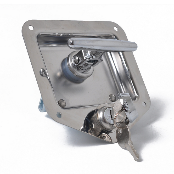 T Handle Lock Stainless Steel With Keys Trailer Camper Truck Tool Box Silver