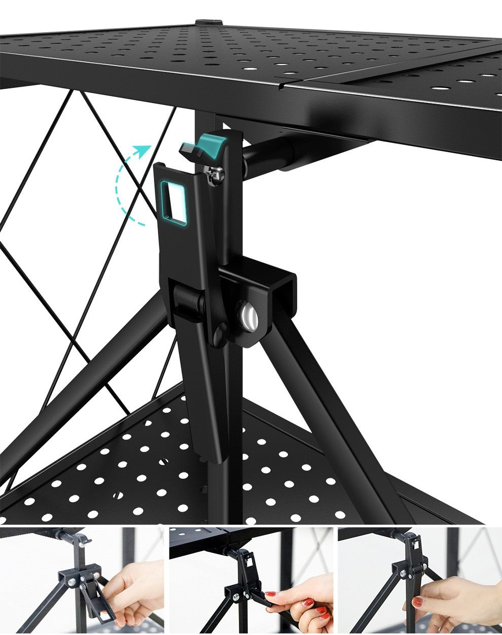 4 Tier Storage Shelf Wheel Rack Foldable Kitchen Organizer