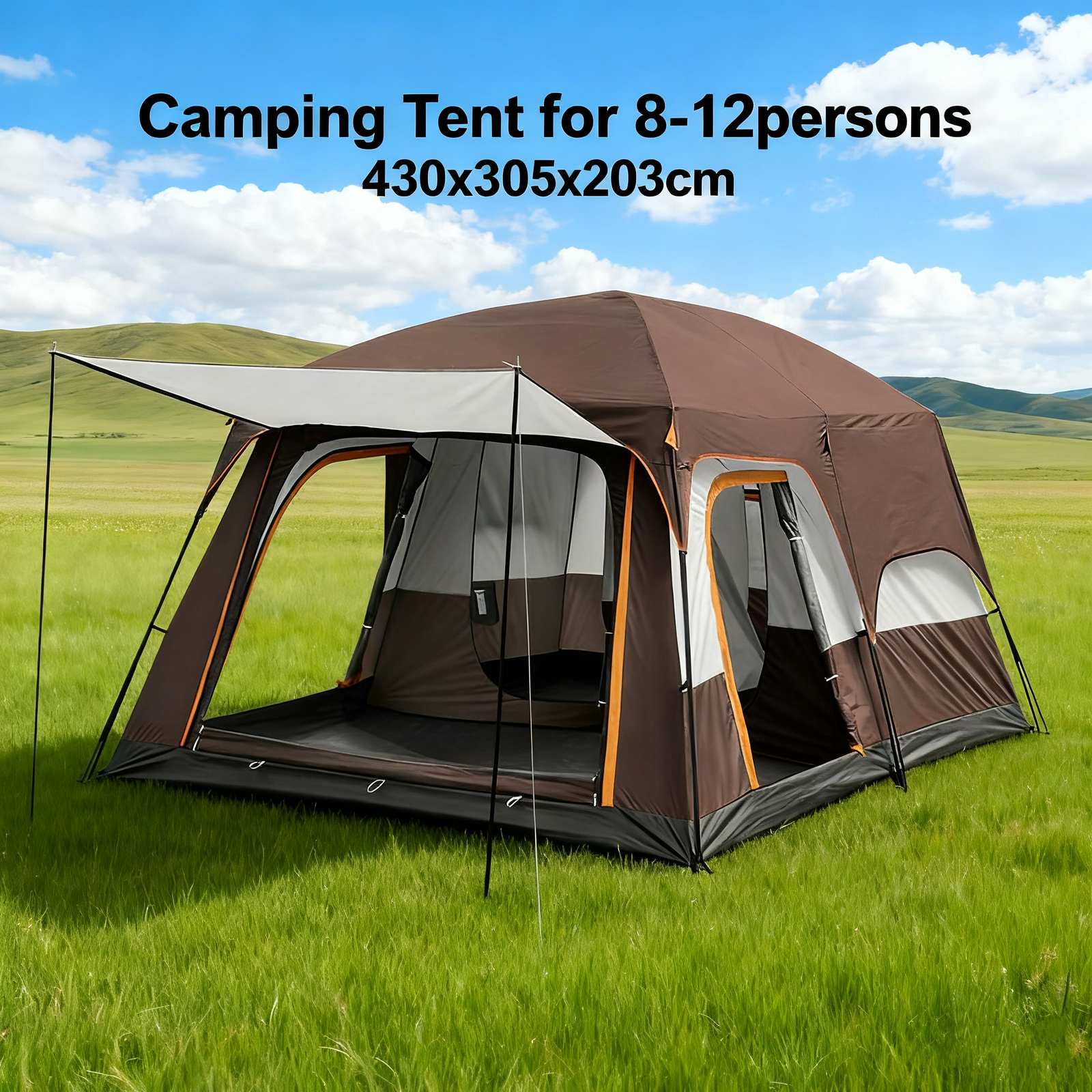 Spacious Outdoor Tent for 8-12 Persons with Carrying Bag Ideal for Hiking