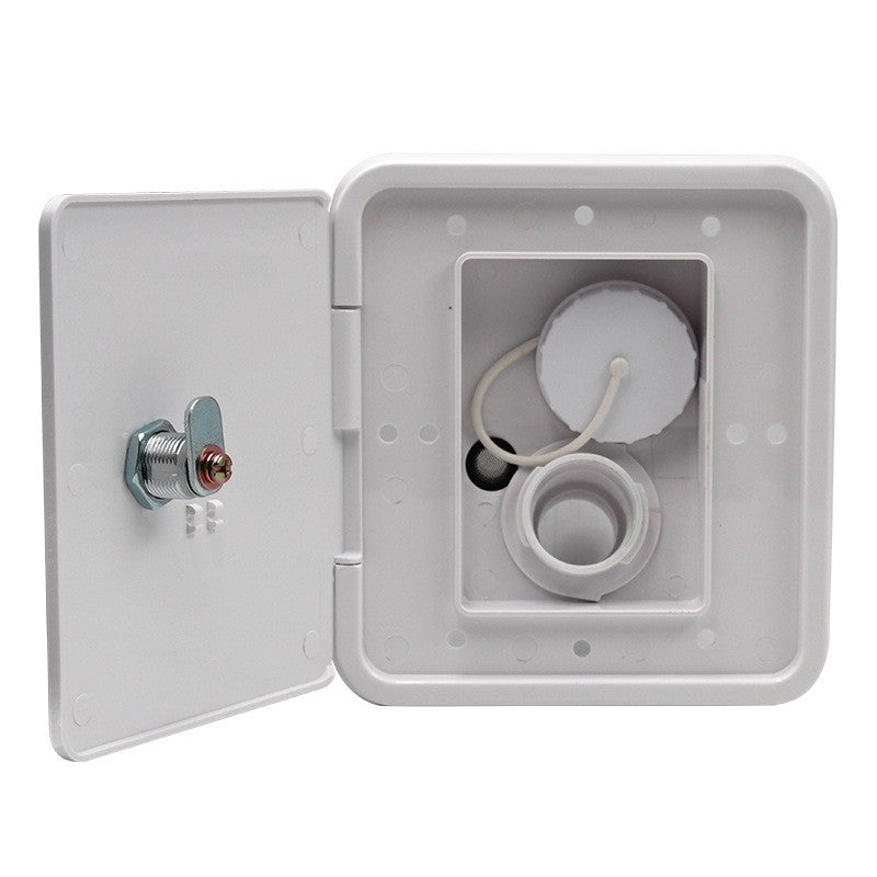 Gravity Water Inlet Filter RV Filler Neck Plastic Lockable Trailer Caravan Hatch