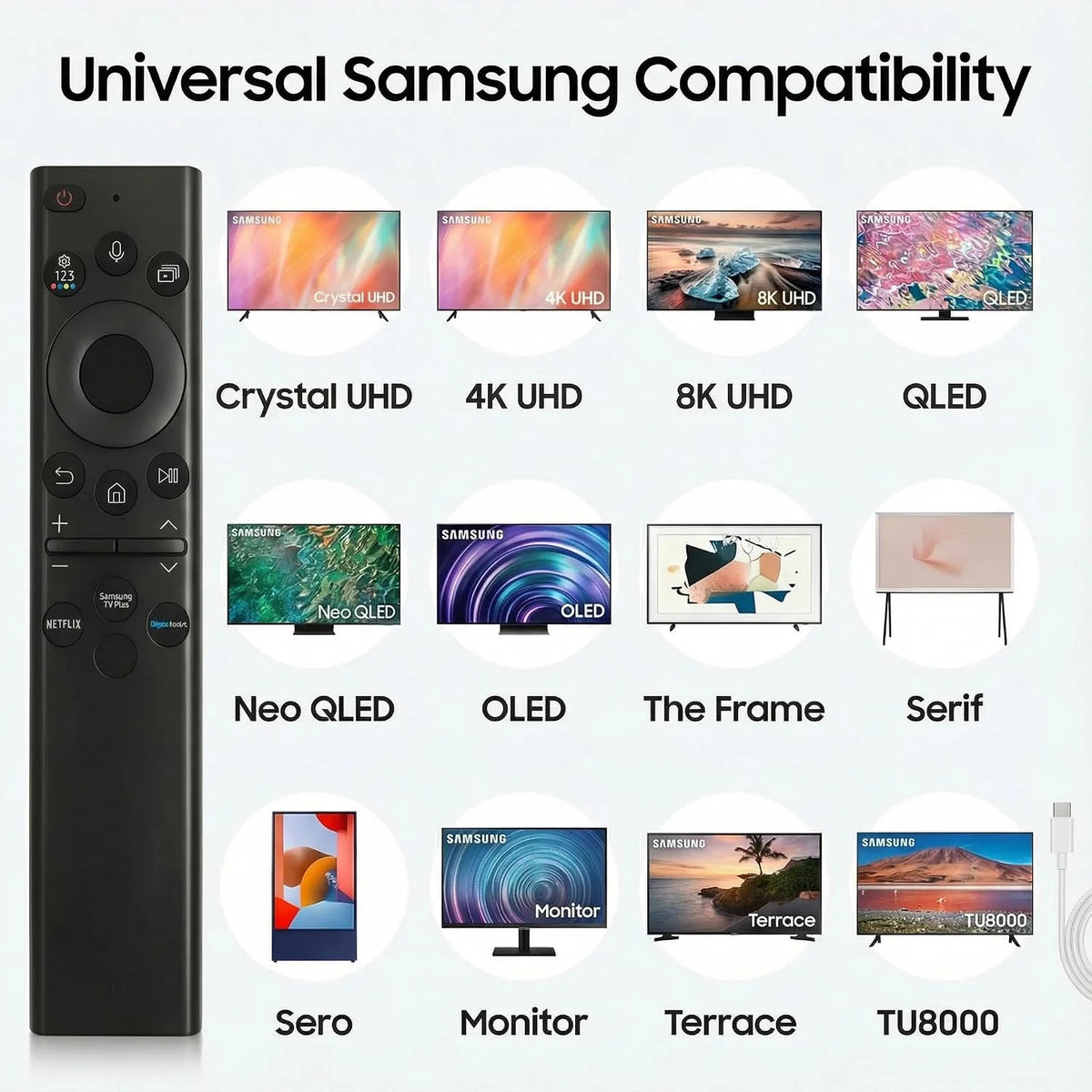 for Samsung TV Remote BN59-01385A 2018-2026, Solar Voice Remote Control