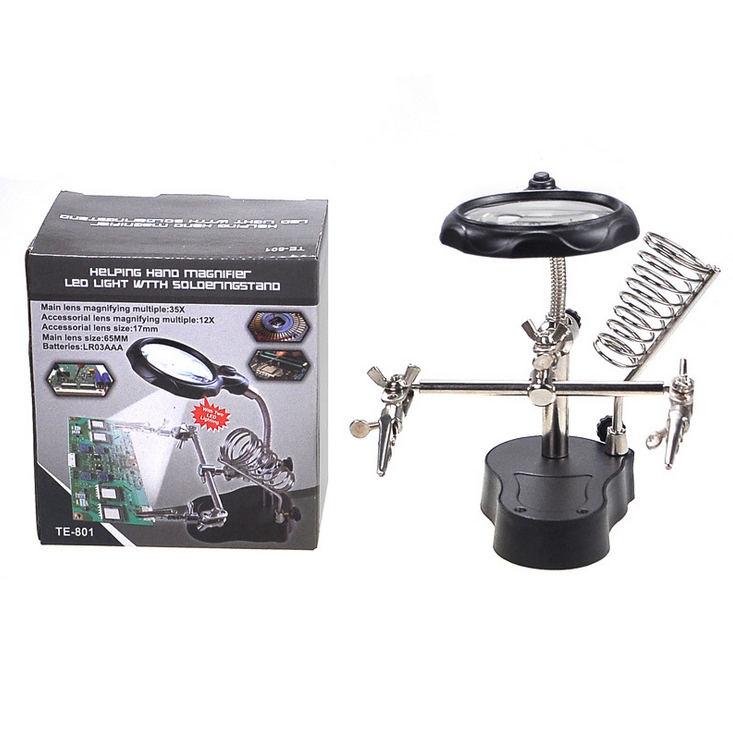 Third Hand Solder Soldering Iron Magnifier Stand Holder Station Helping Tool