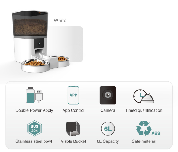 Pet Feeder, Dog Cat Feeder 6L Automatic