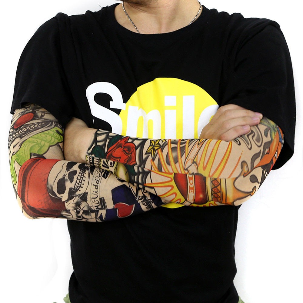 Stretch Costume Fake Tattoo Sleeve Arm Stocking Pack of 6
