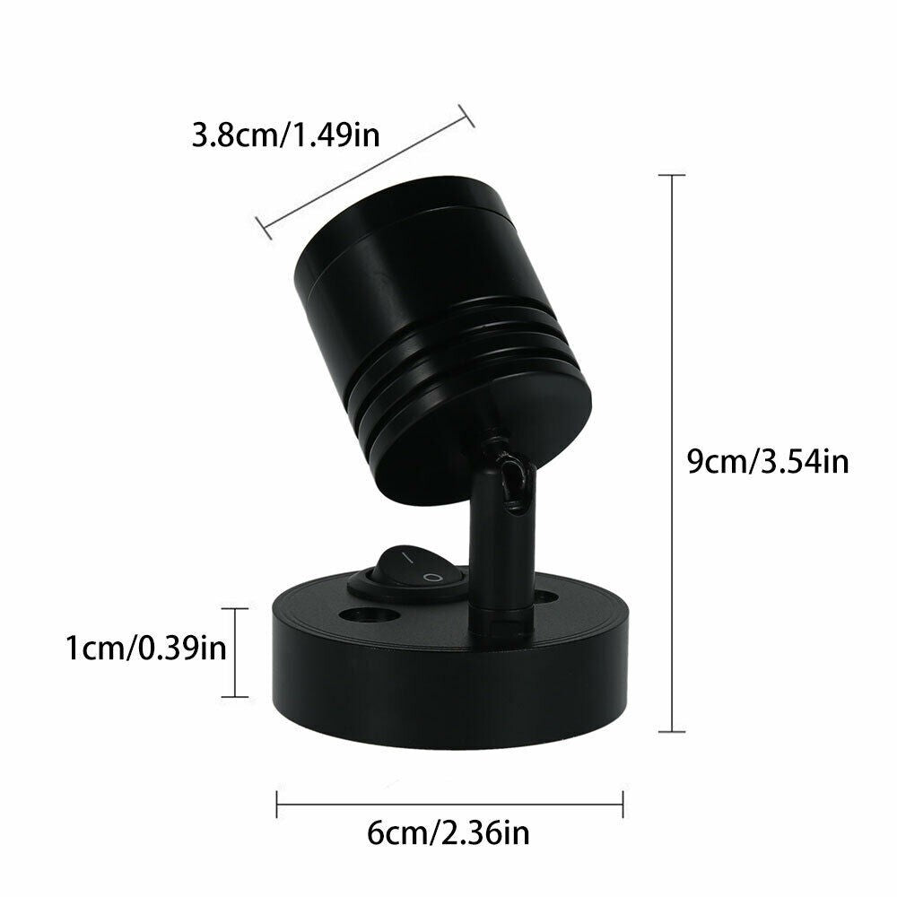 2Pcs 12V LED Interior Spot Reading Light Wall Lamp Switch For Caravan Camper