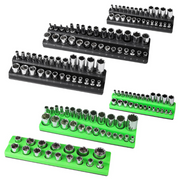 6pcs Magnetic Socket Organizer Metric Socket Tray, Black and Green