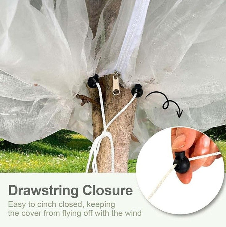 3MX3M Garden Insect Netting Bag with Zipper and Drawstring Fruit Tree Netting