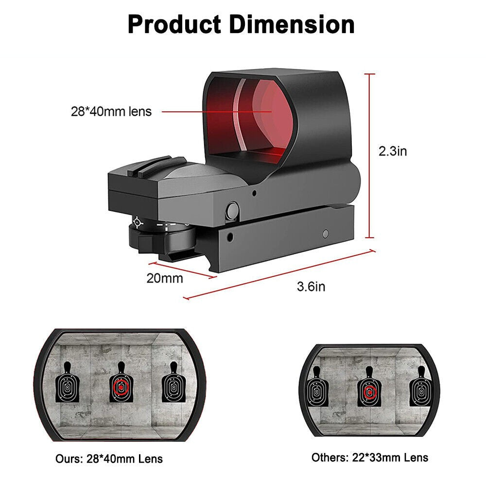 Tactical Red Dot Sight Holographic Reflex Scope for Hunting Rifle 20mm Rail
