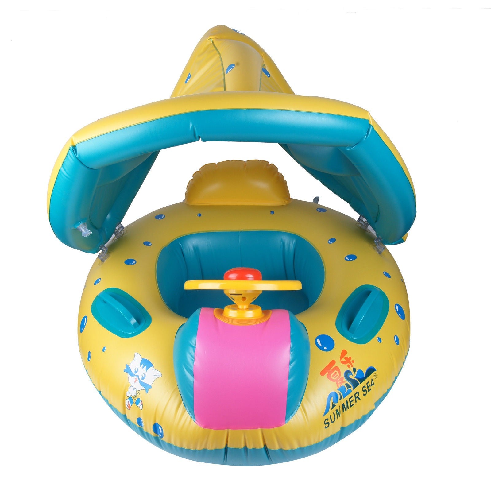 Baby Float Seat Boat Inflatable Ring Adjustable Sunshade Swim Pool Water Toys