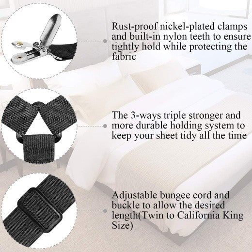 2 Pcs Adjustable Crisscross Bed Sheet Holder Straps Bed Sheet Fasteners