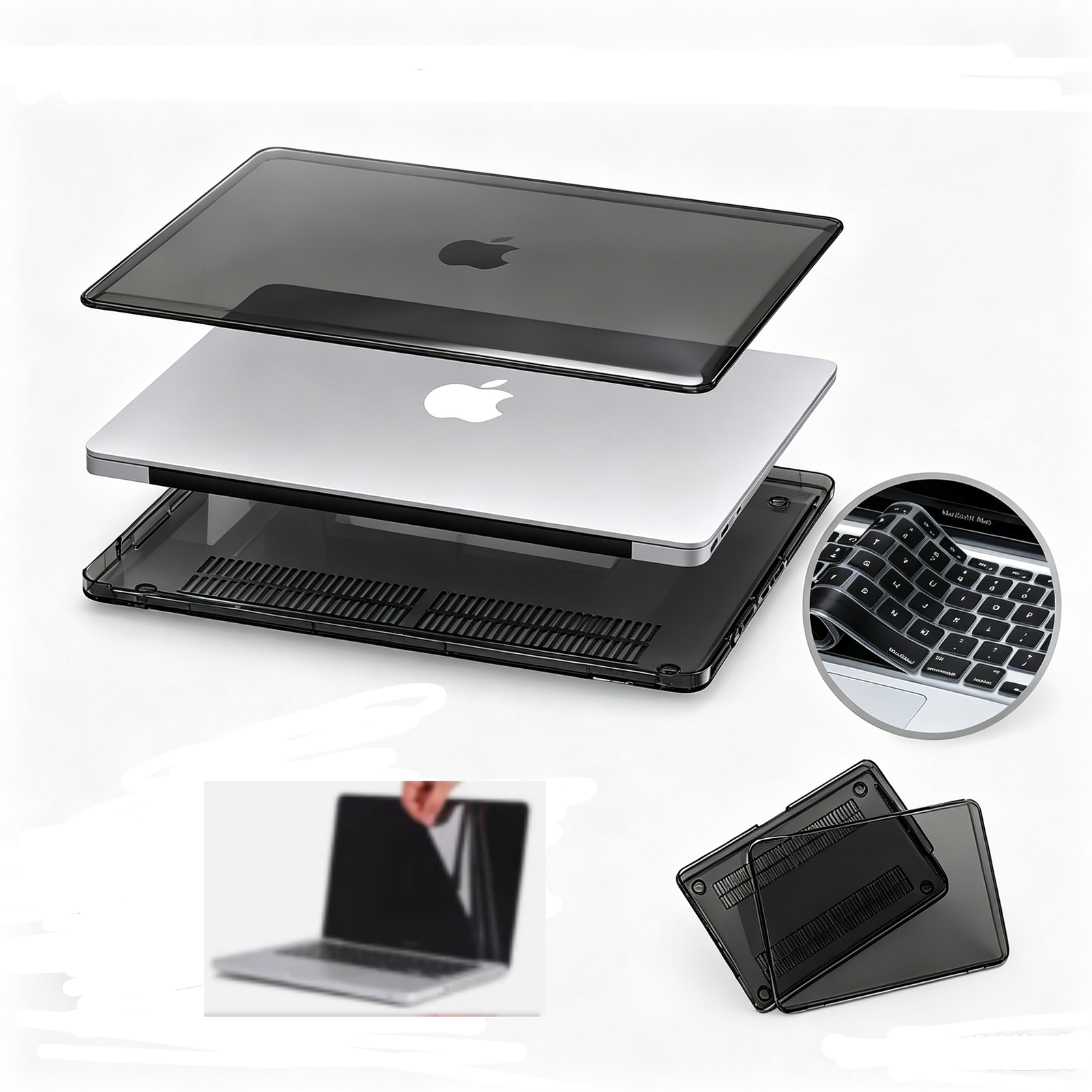 For Macbook 2026 Neo 13" A3404 PC Shell Cover Keyboard & Screen Protector Black