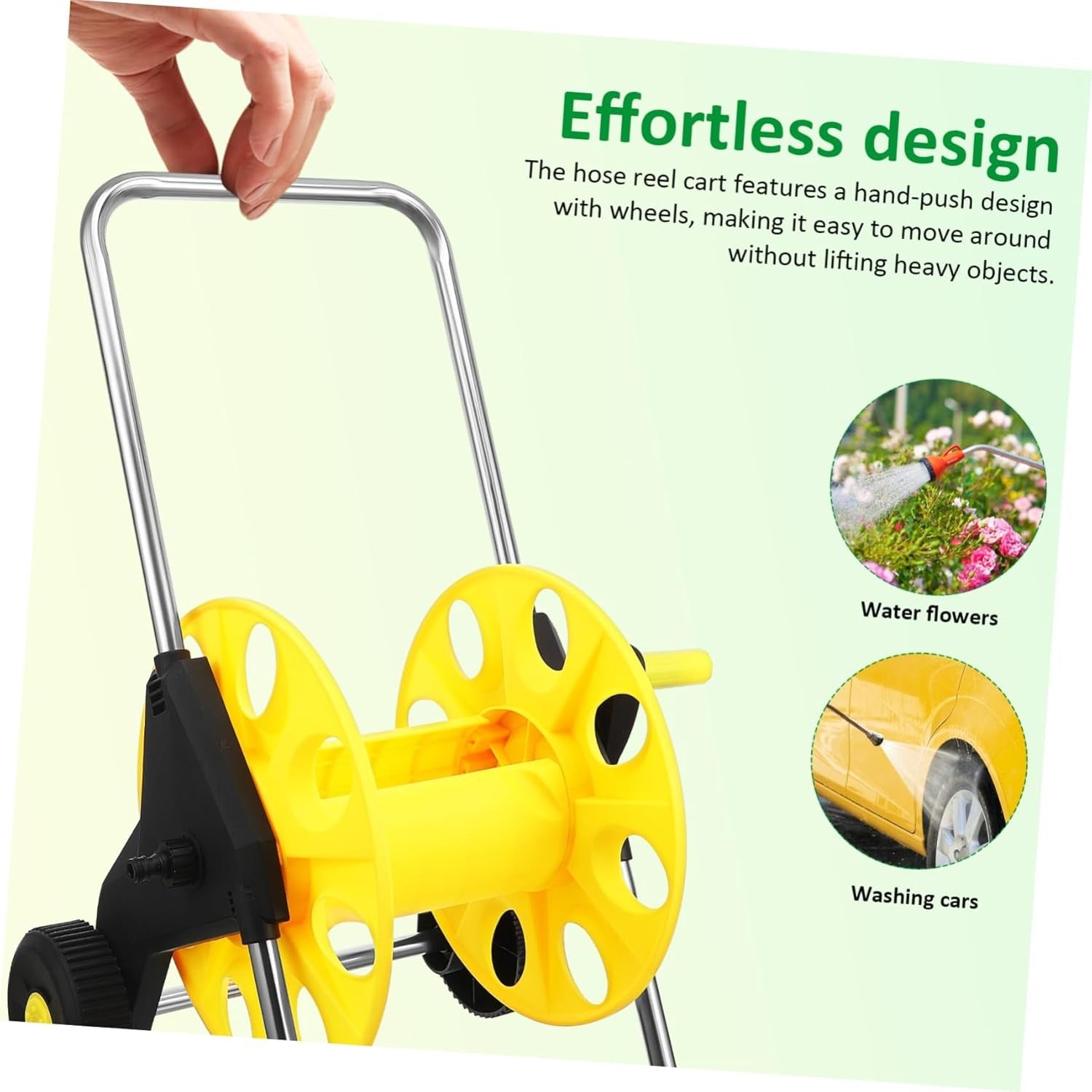 Hose Reel Cart with Wheels for Garden Hose Storage Heavy Duty Free Standing