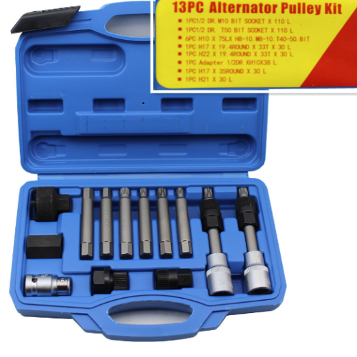 13 Pcs Alternator Pulley Tool Kit, Alternator Pulley Removal Tool