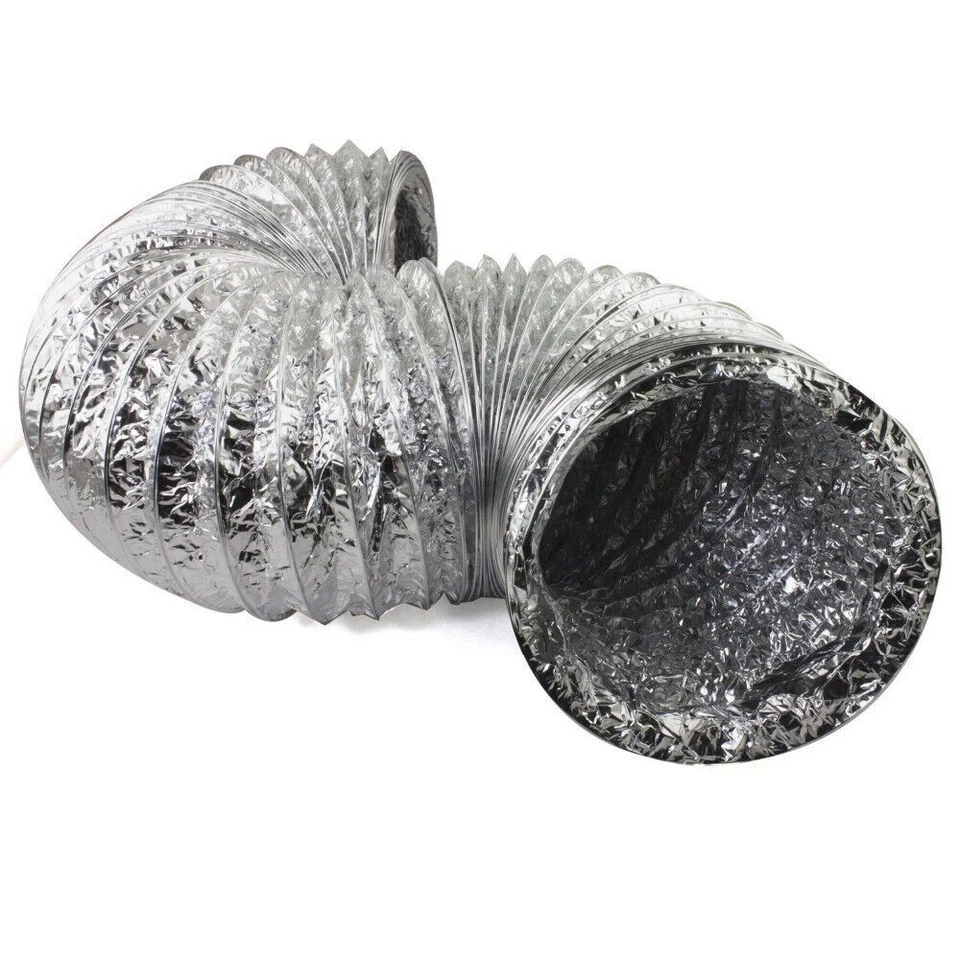 100mm 125mm Flexible Aluminium Ducting Hose Pipe Air Tube Flexipipe