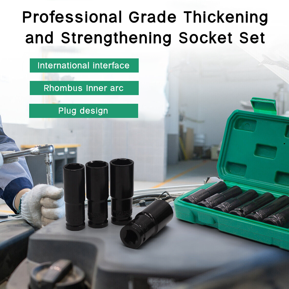 1/2" Socket Set CR-V Steel Metric Sockets Long 20PCS 8-32MM