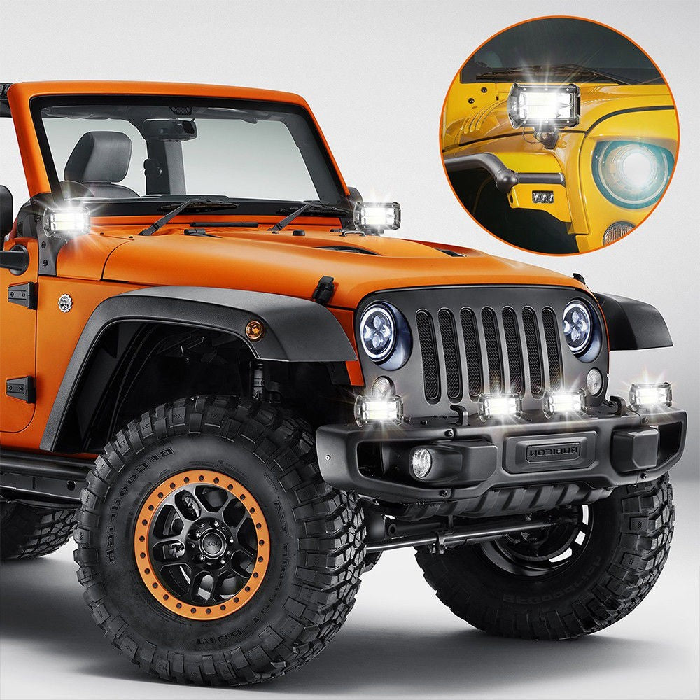 2X 5inch LED Work Driving Light Bar Flood Beam Offroad Boat Truck 12V 24V