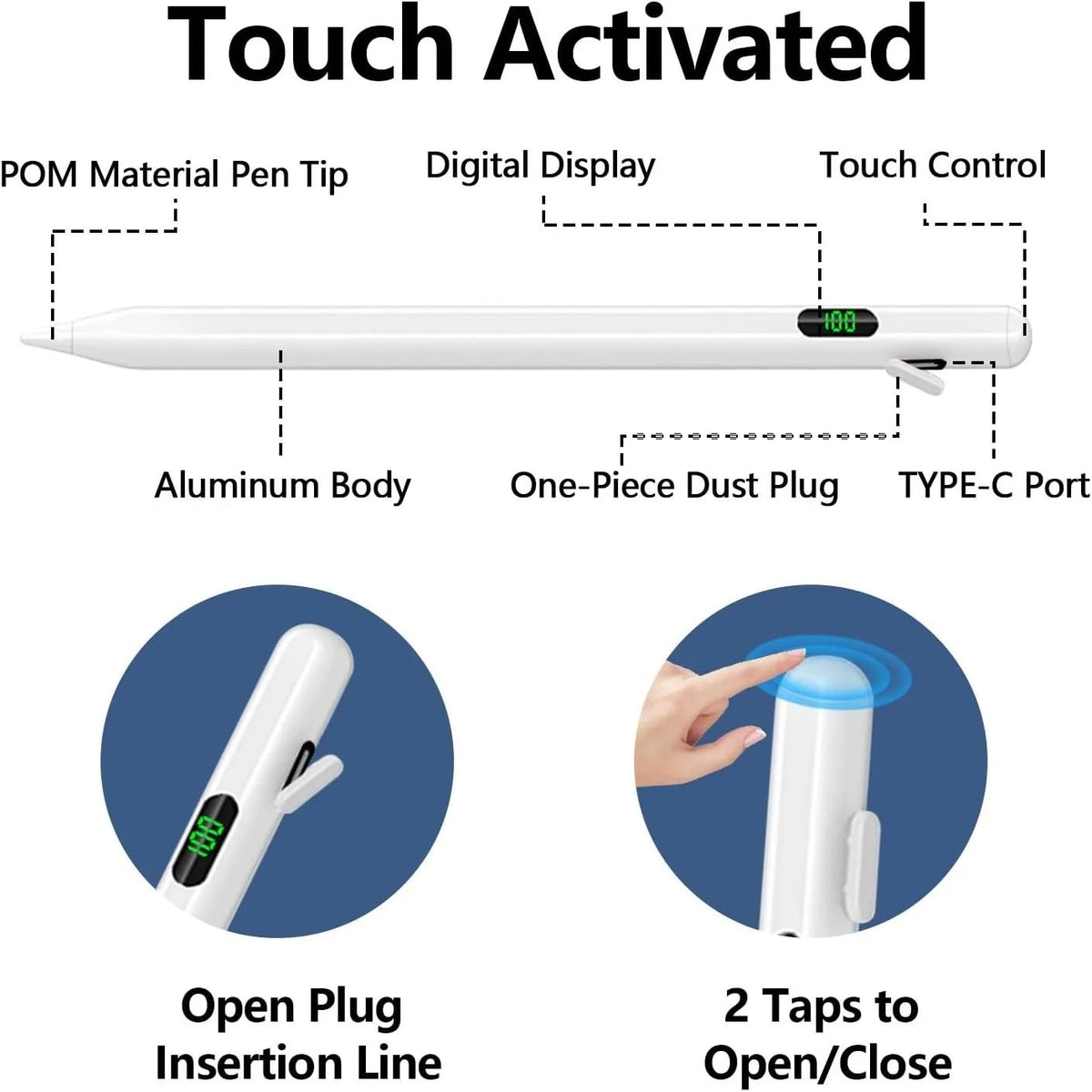 Stylus Pen for Apple iPad 2018-2026 Palm Rejection Pencil Air M4 Pro M5