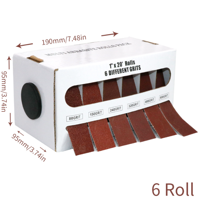 Emery Cloth Roll 6 Grits Abrasive Sandpaper Rolls Sand Paper with Dispenser