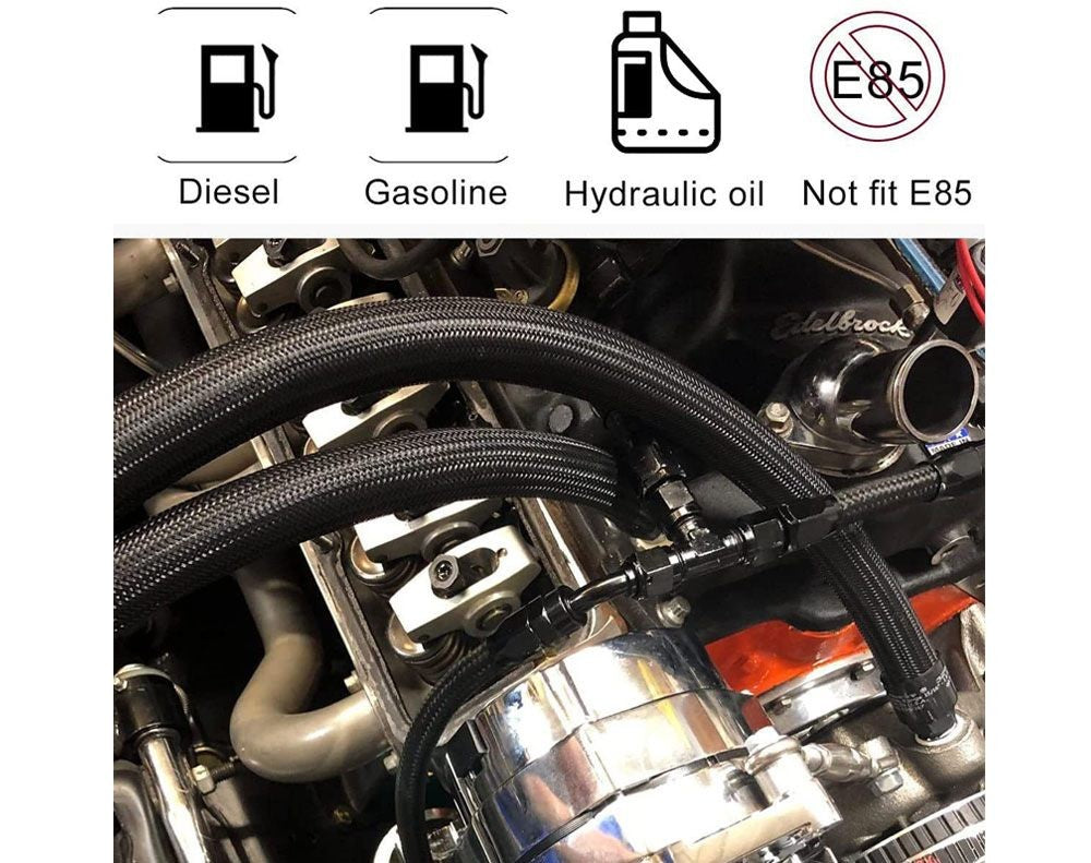 5M AN6-6AN Nylon Steel Braided Oil Fuel Line W/ Fitting Hose End Adapter Kit