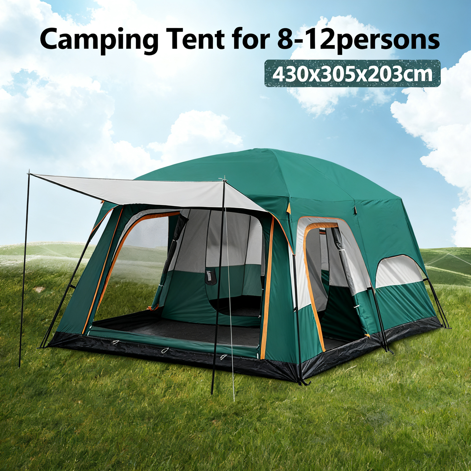 Portable Outdoor Tent for 8-12 Persons with Carrying Bag Ideal for Hiking
