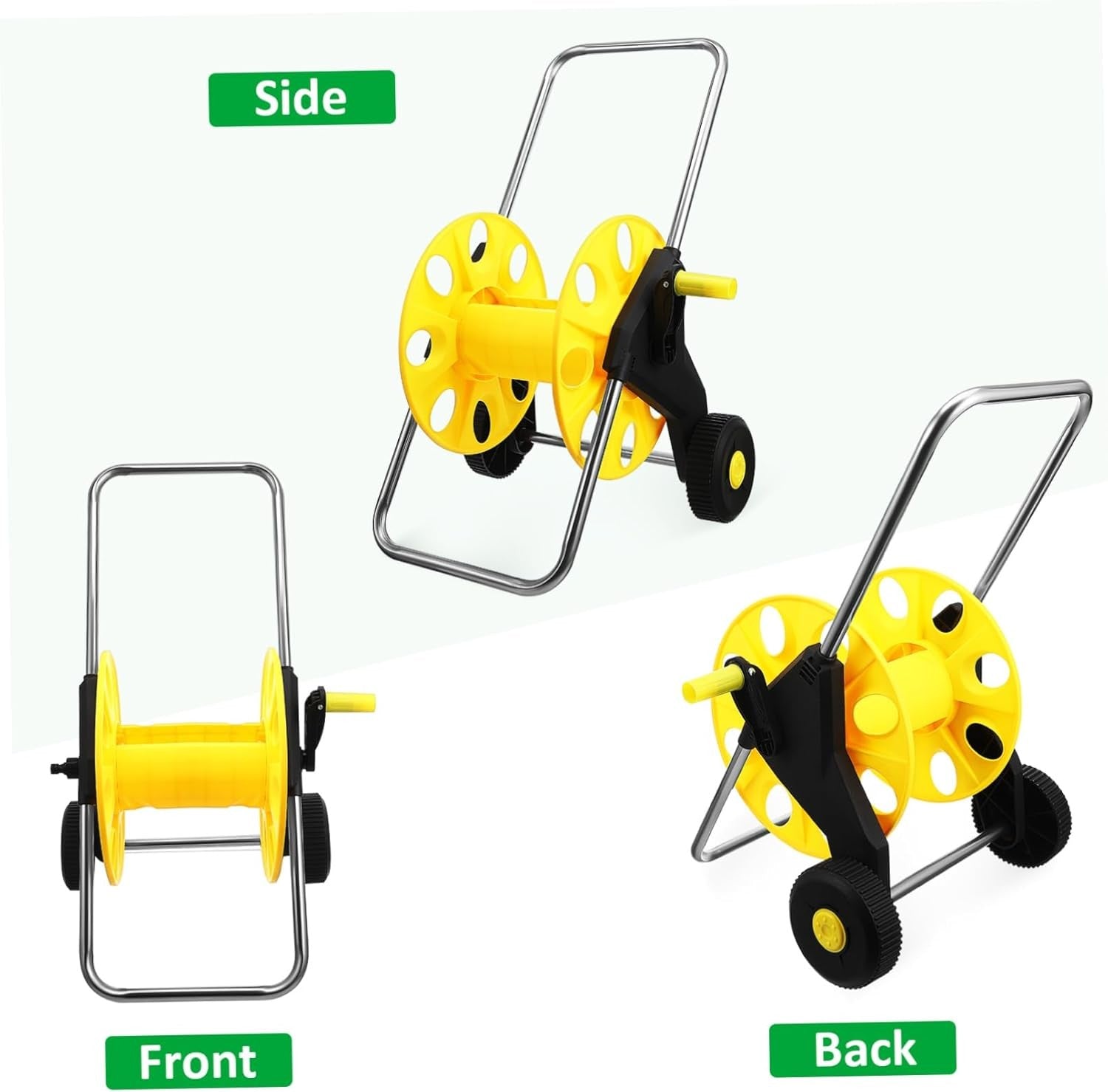 Hose Reel Cart with Wheels for Garden Hose Storage Heavy Duty Free Standing