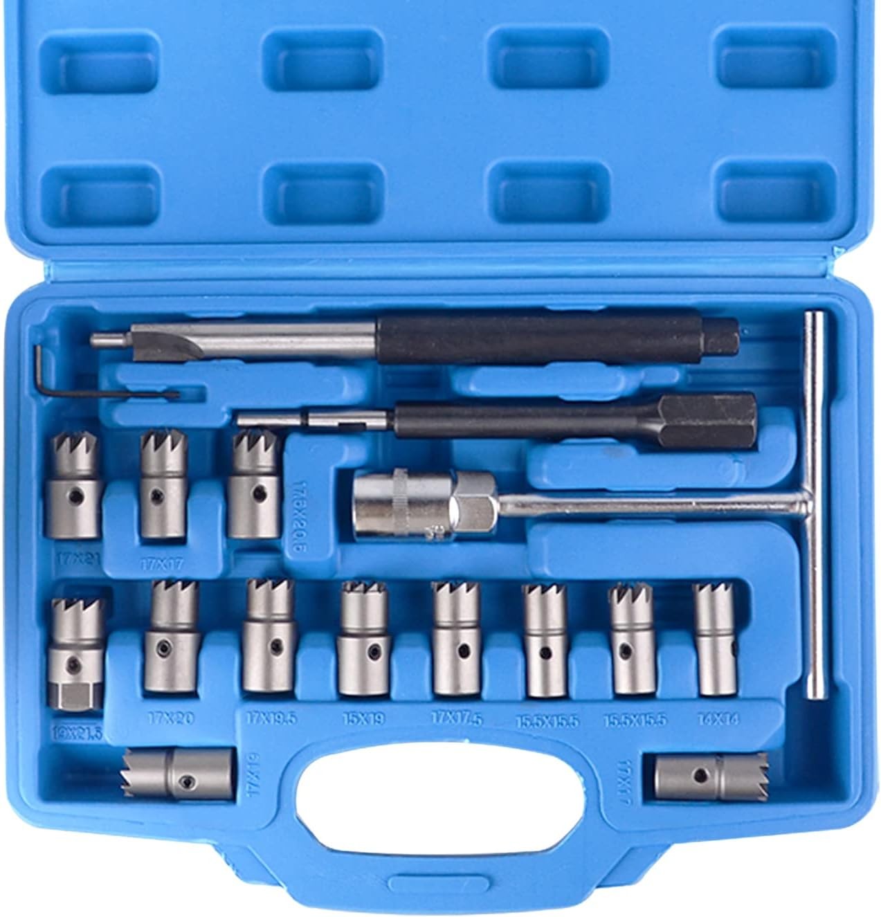 17PCS Professional Diesel Injector Seat Cutter Cleaner Tool Set
