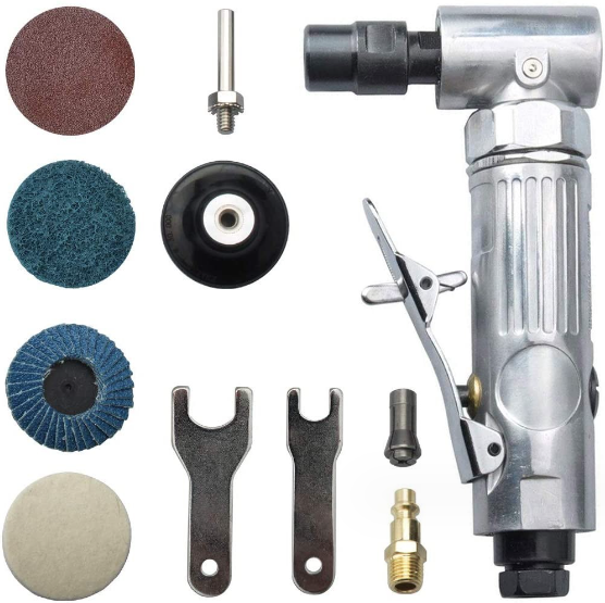 90 Degree Angle Air Die Grinder 1/4" Mini Pneumatic Polishing Carving Discs Set