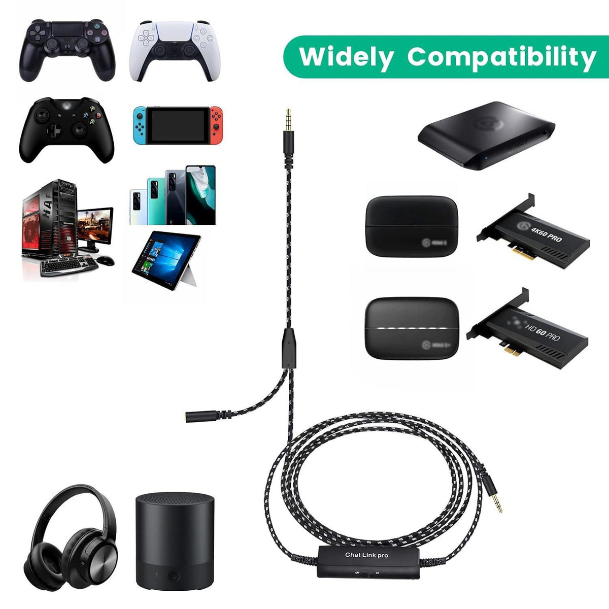 Chat Link Pro Cable for Elgato HD60 X, HD60S, HD60 S+, HD60 PRO, 4K 60 PRO