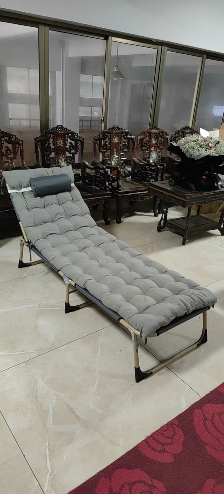 Adjustable Portable Folding Bed with Mattress and Headrest