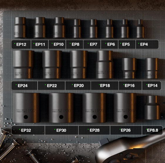 External Torx Plus 19pc Socket Set 6 Point EP Socket with 1/2'' 3/8'' Drive