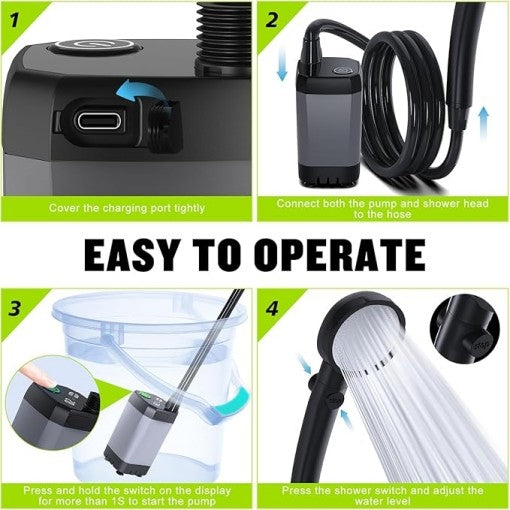 6000mAh Rechargeable Camping Shower with Shower Head