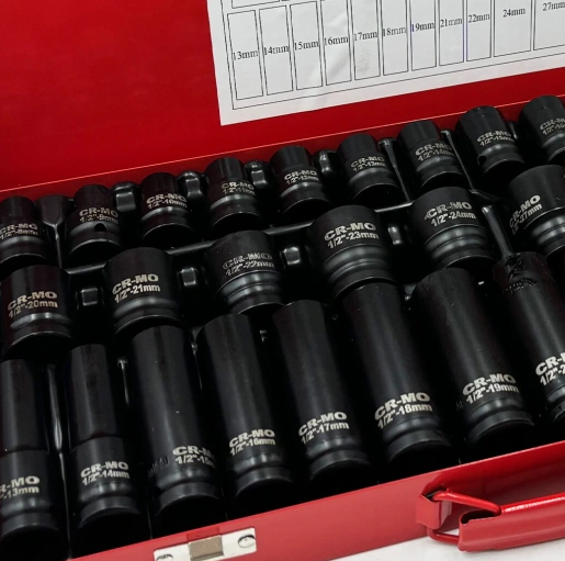 35pcs 1/2" Drive Deep Impact Socket Tool Set Metric Garage Workshop Tools 8-32MM