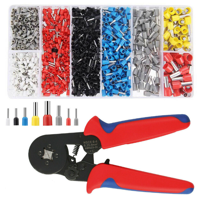 1200PC Ferrule Crimper Electrical Terminals Bootlace 0.25-10mm² Cord End Ratchet