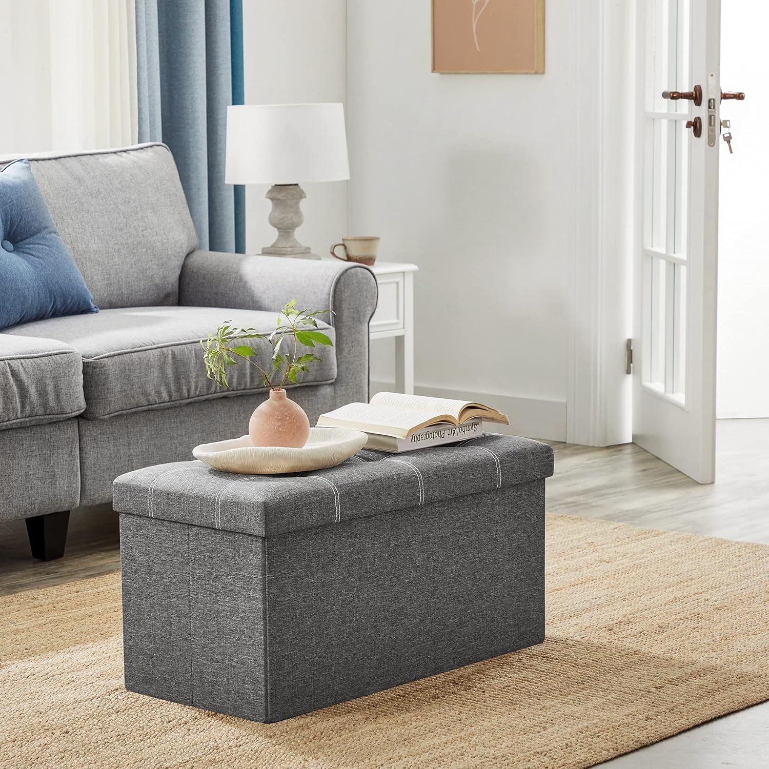 Folding Storage Ottoman Bench