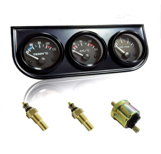 2'' 52mm Chrome Car Triple Gauge Set Kit
