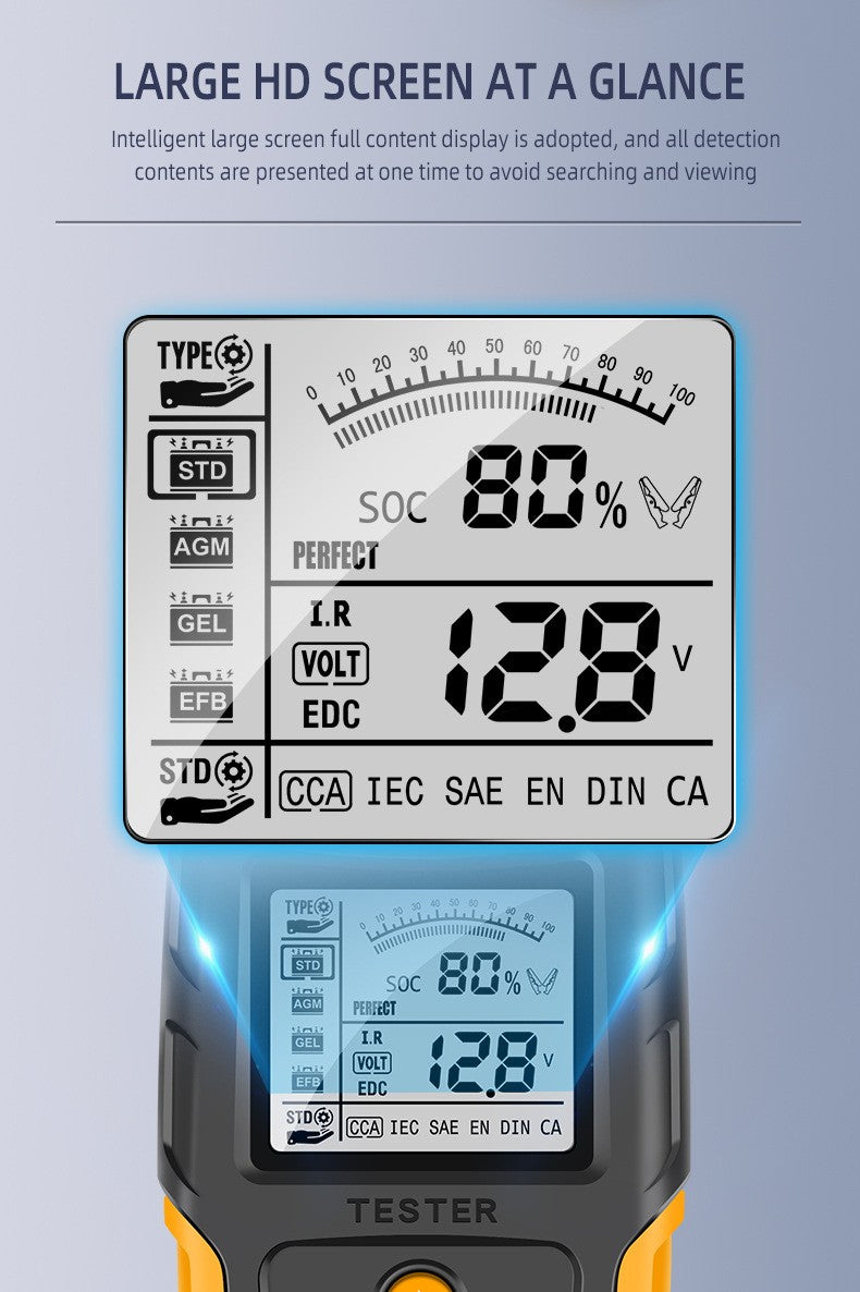 Car Battery Tester 12V 24V Gel AGM WET Battery Analyzer Charging Diagnostic Test