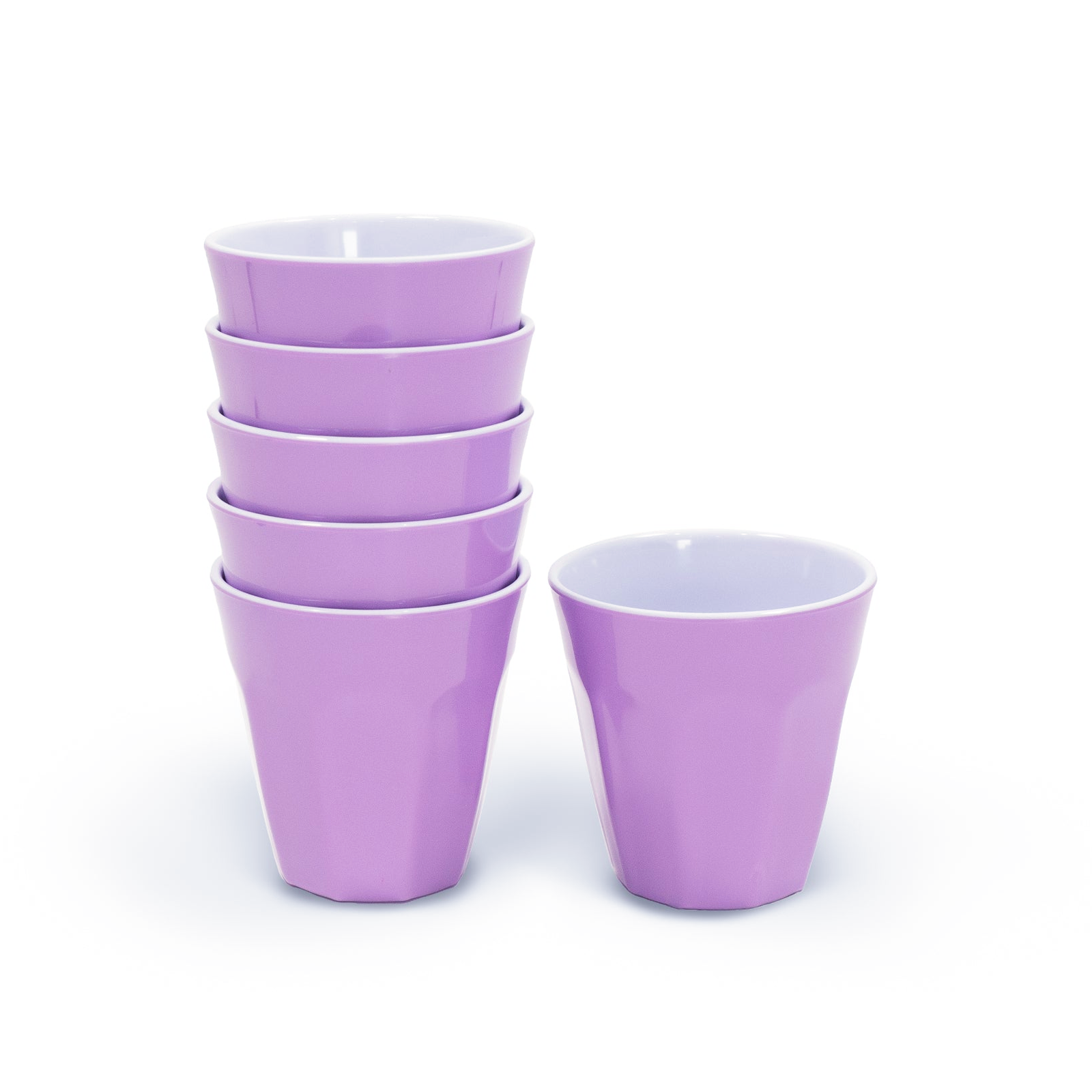 300ML Melamine Cups, Set of 6 in Purple Shatter-Proof Dishwasher Safe, BPA Free